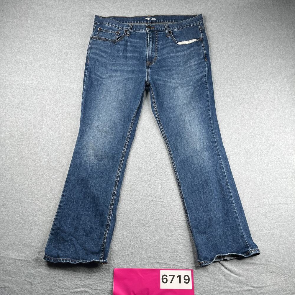 Old Navy Bootcut Flex Denim Jeans Mens Size 36x30 Blue Casual Distressed